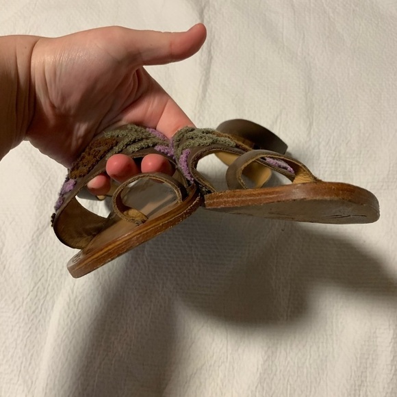 Free People Torrence Leather Aztec Embroidered Sandals Size 38 - Picture 5 of 6